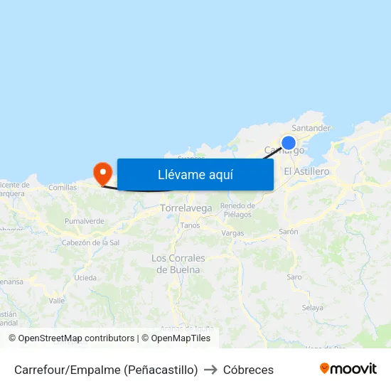 Carrefour/Empalme (Peñacastillo) to Cóbreces map