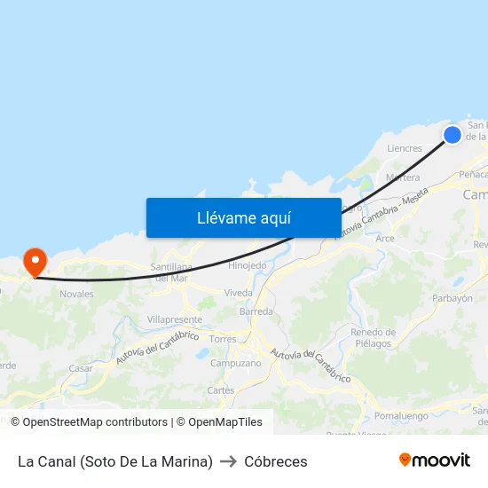 La Canal (Soto De La Marina) to Cóbreces map
