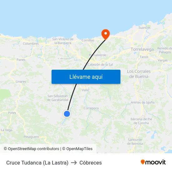 Cruce Tudanca (La Lastra) to Cóbreces map