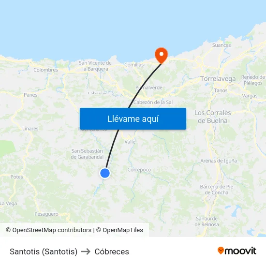 Santotis (Santotis) to Cóbreces map