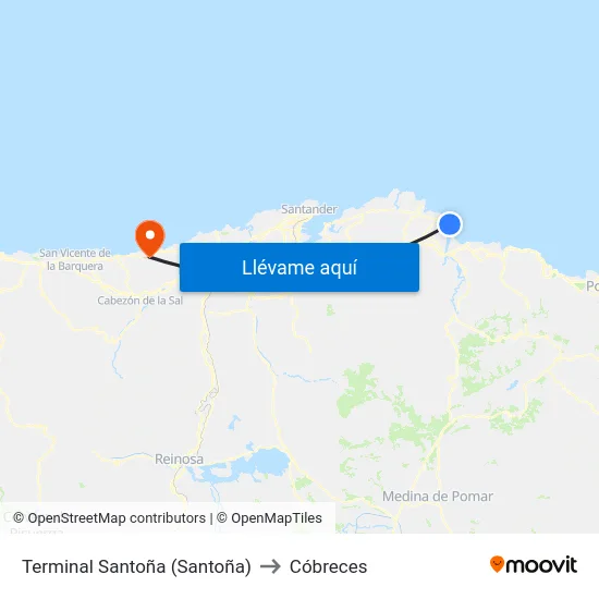 Terminal Santoña (Santoña) to Cóbreces map