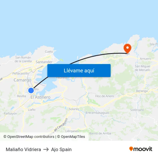 Maliaño Vidriera to Ajo Spain map