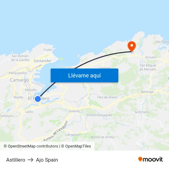 Astillero to Ajo Spain map