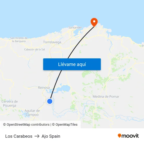 Los Carabeos to Ajo Spain map