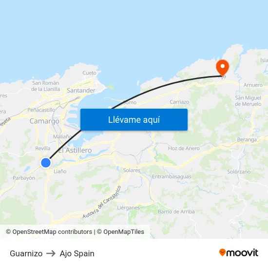 Guarnizo to Ajo Spain map