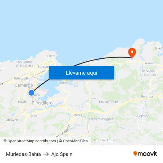 Muriedas-Bahía to Ajo Spain map