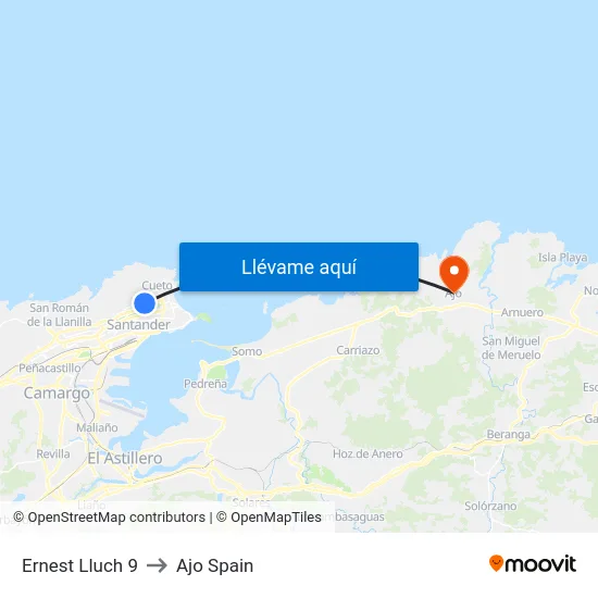 Ernest Lluch 9 to Ajo Spain map