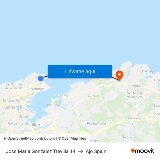 Jose Maria Gonzalez Trevilla 14 to Ajo Spain map