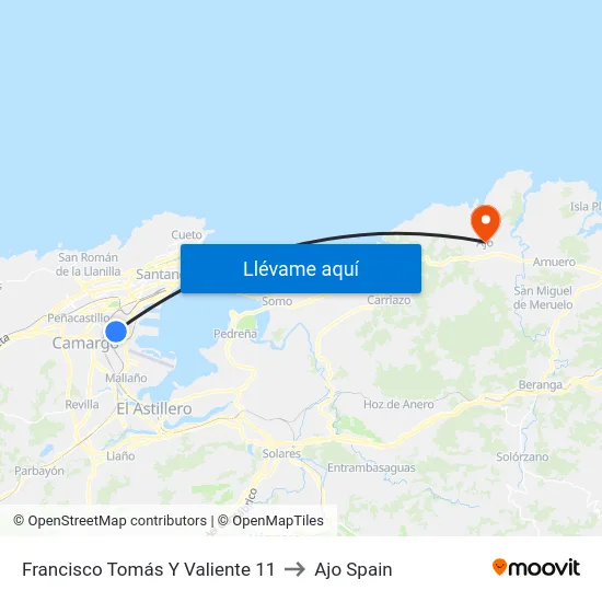 Francisco Tomás Y Valiente 11 to Ajo Spain map