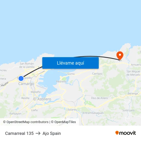 Camarreal 135 to Ajo Spain map