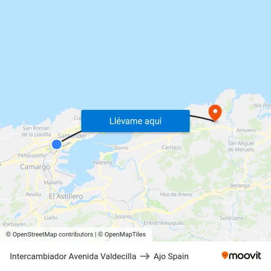 Intercambiador Avenida Valdecilla to Ajo Spain map