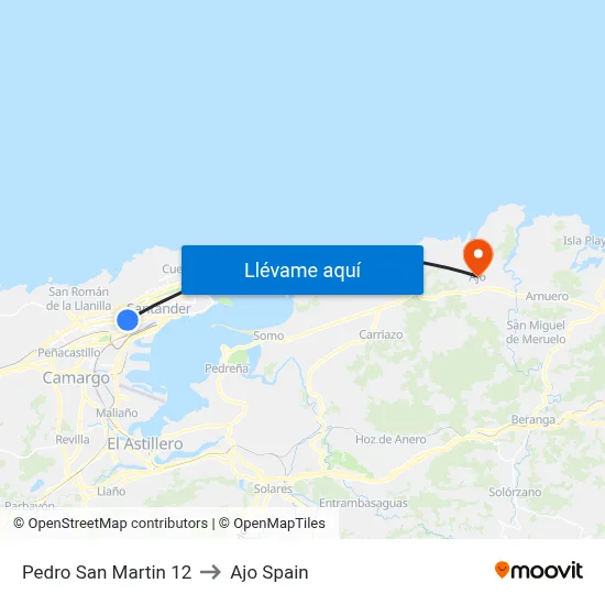 Pedro San Martin 12 to Ajo Spain map