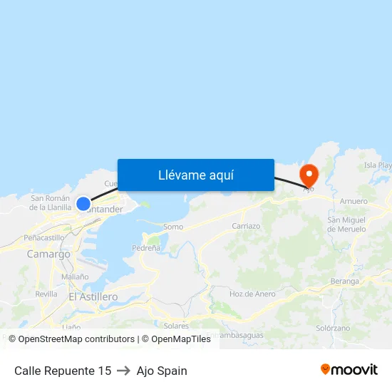 Calle Repuente 15 to Ajo Spain map