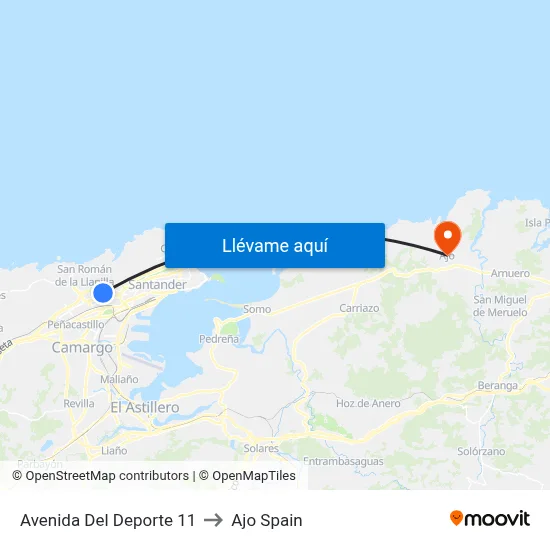 Avenida Del Deporte 11 to Ajo Spain map