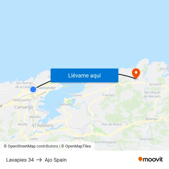 Lavapies 34 to Ajo Spain map