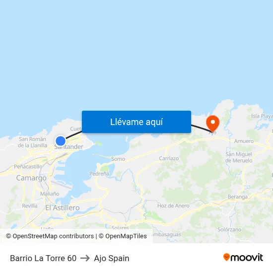 Barrio La Torre 60 to Ajo Spain map