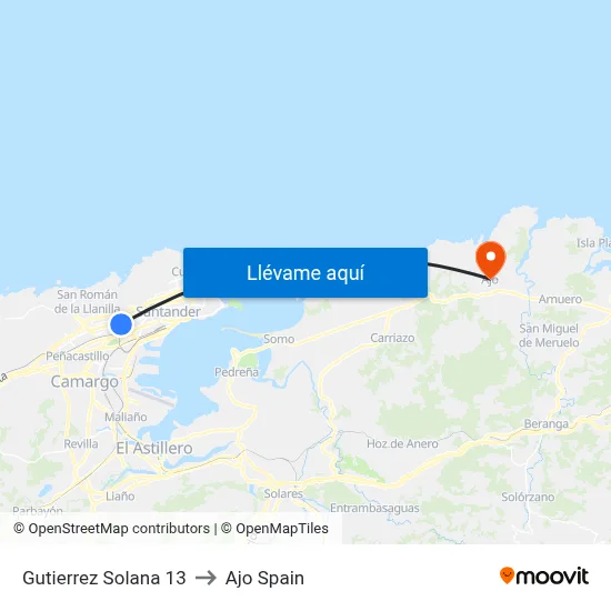 Gutierrez Solana 13 to Ajo Spain map