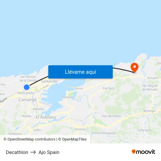 Decathlon to Ajo Spain map