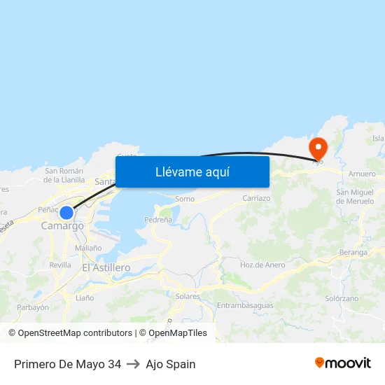 Primero De Mayo 34 to Ajo Spain map