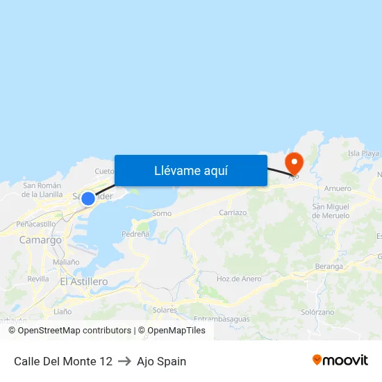 Calle Del Monte 12 to Ajo Spain map