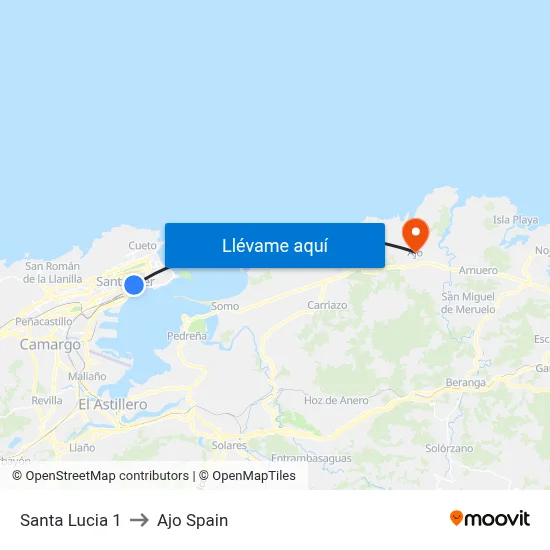 Santa Lucia 1 to Ajo Spain map