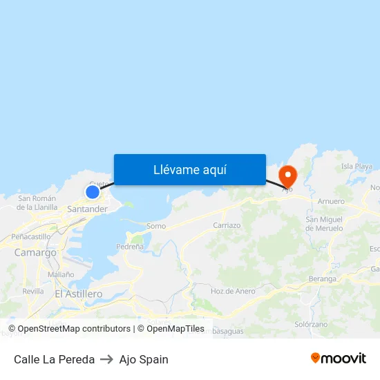 Calle La Pereda to Ajo Spain map