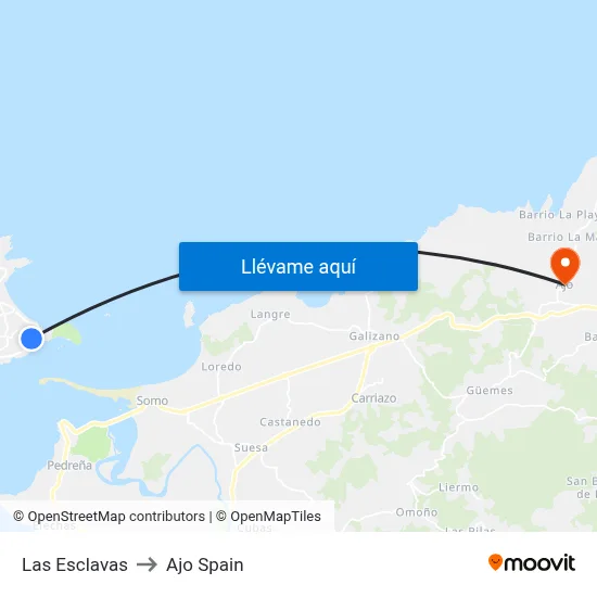 Las Esclavas to Ajo Spain map