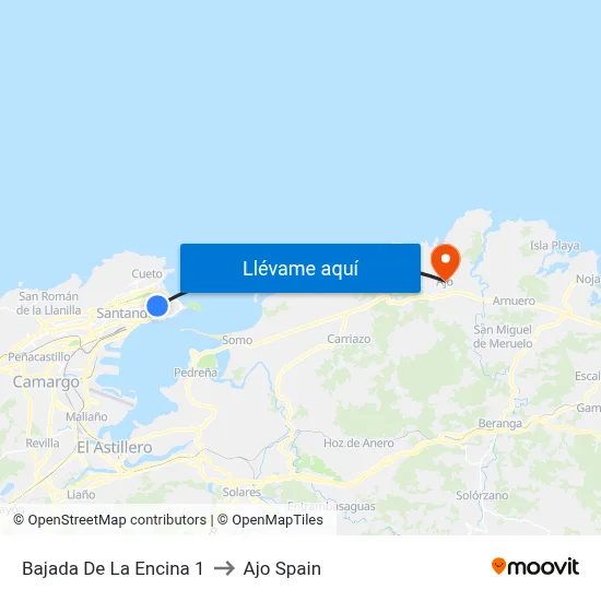 Bajada De La Encina 1 to Ajo Spain map