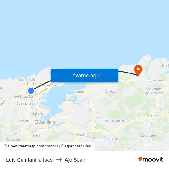 Luis Quintanilla Isasi to Ajo Spain map