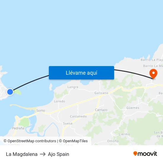 La Magdalena to Ajo Spain map