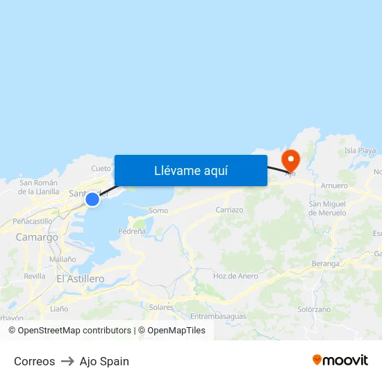 Correos to Ajo Spain map