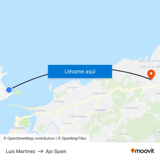 Luis Martinez to Ajo Spain map