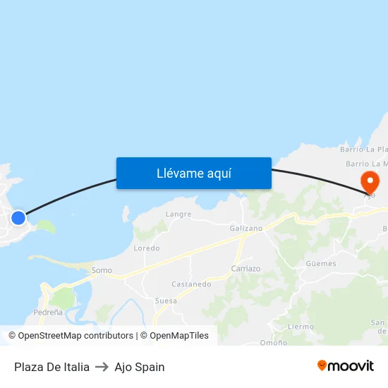 Plaza De Italia to Ajo Spain map