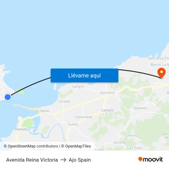 Avenida Reina Victoria to Ajo Spain map