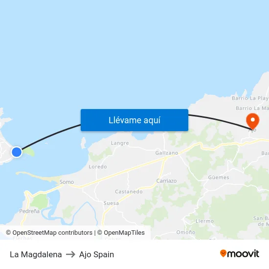 La Magdalena to Ajo Spain map