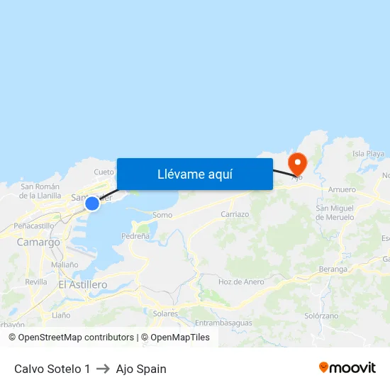 Calvo Sotelo 1 to Ajo Spain map