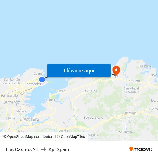 Los Castros 20 to Ajo Spain map