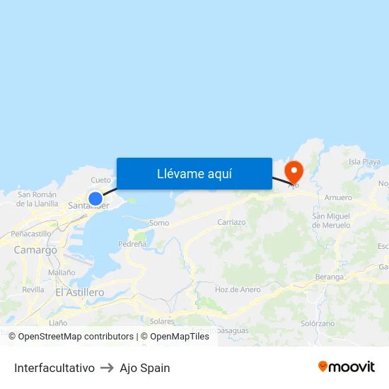 Interfacultativo to Ajo Spain map