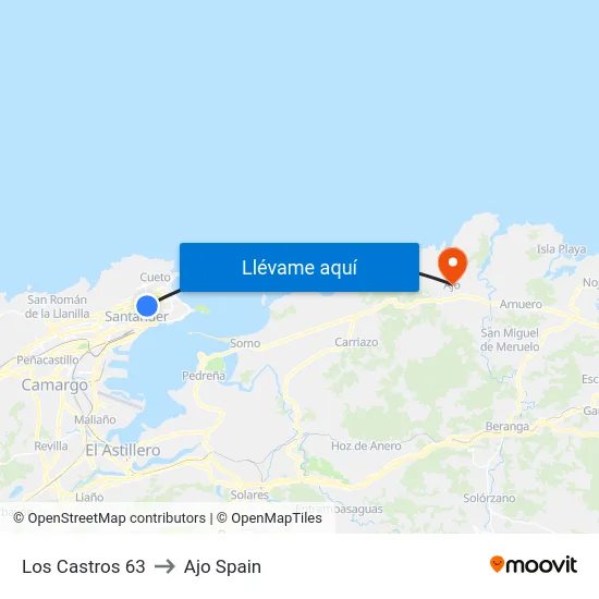 Los Castros 63 to Ajo Spain map