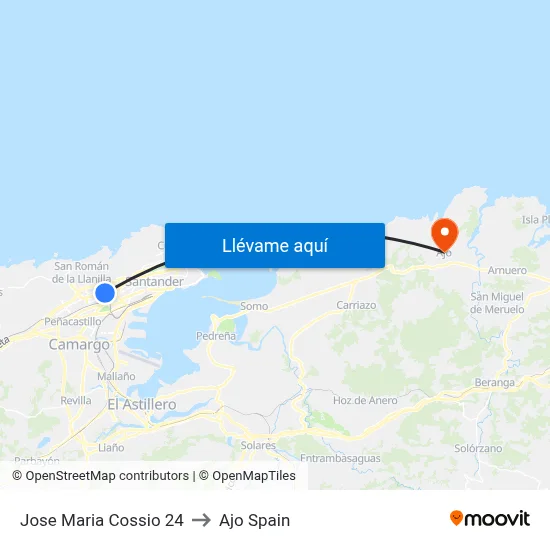 Jose Maria Cossio 24 to Ajo Spain map
