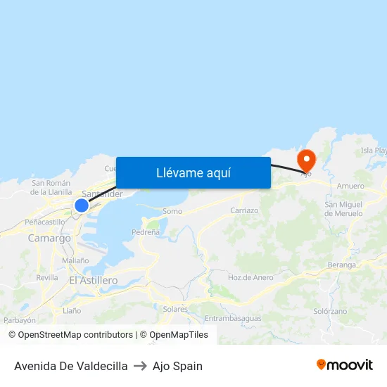 Avenida De Valdecilla to Ajo Spain map