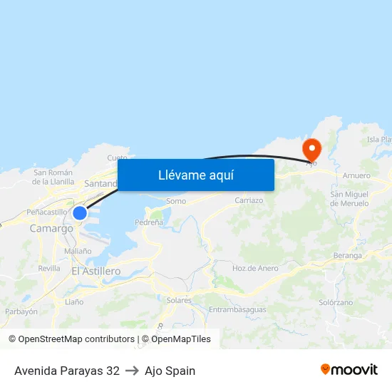 Avenida Parayas 32 to Ajo Spain map