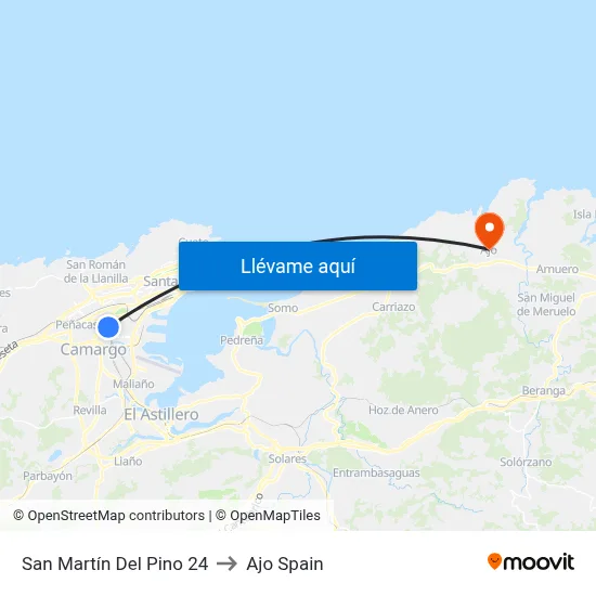 San Martín Del Pino 24 to Ajo Spain map