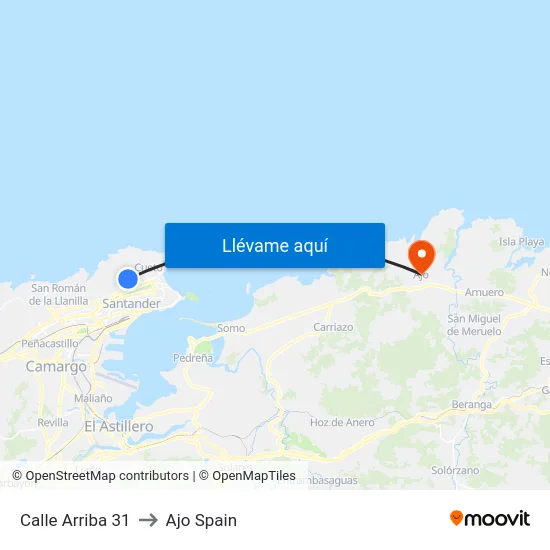 Calle Arriba 31 to Ajo Spain map