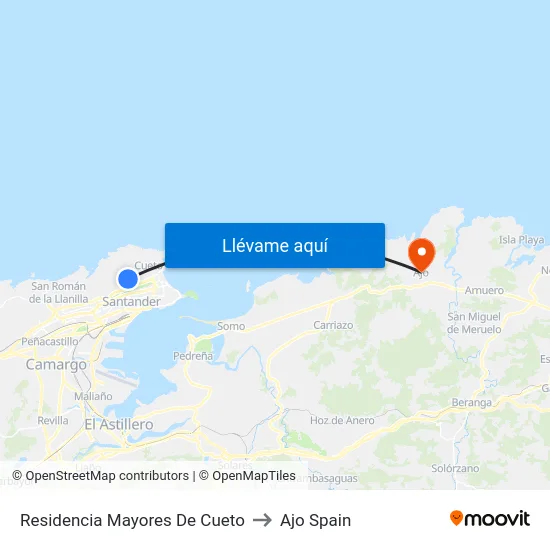 Residencia Mayores De Cueto to Ajo Spain map