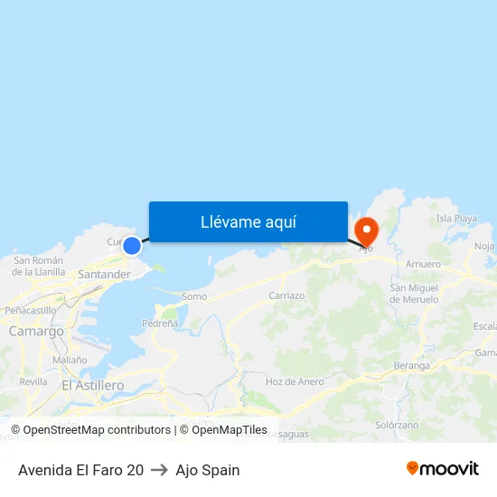 Avenida El Faro 20 to Ajo Spain map