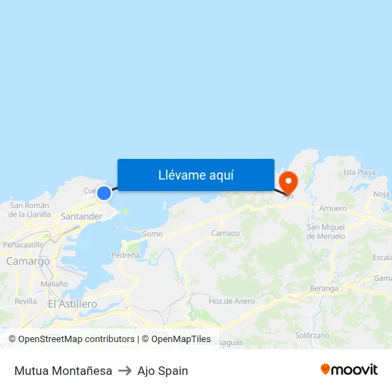 Mutua Montañesa to Ajo Spain map
