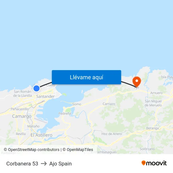 Corbanera 53 to Ajo Spain map