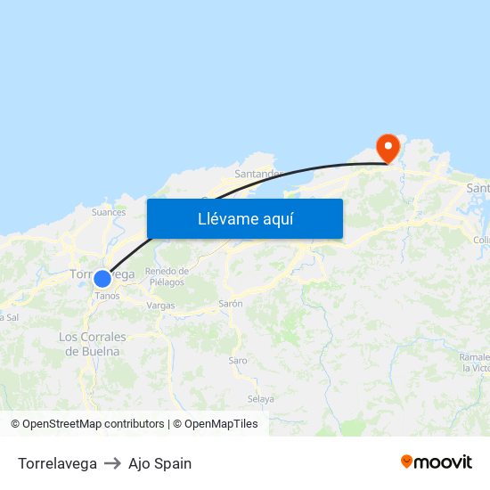 Torrelavega to Ajo Spain map