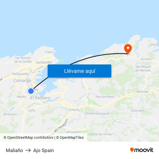 Maliaño to Ajo Spain map